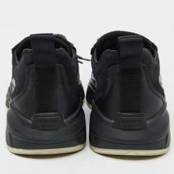 Pre Owned Valentino Black Mesh and Suede Bounce Low Top Sneakers Size 37