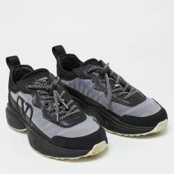 Pre Owned Valentino Black Mesh and Suede Bounce Low Top Sneakers Size 37