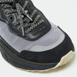 Pre Owned Valentino Black Mesh and Suede Bounce Low Top Sneakers Size 37