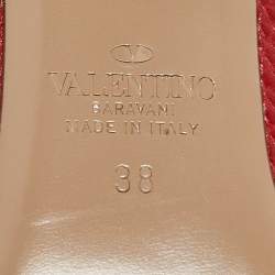 Pre Owned Valentino Red Leather Rockstud Pumps Size 38