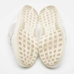 Pre Owned Valentino White Leather Rockstud Lace Up Sneakers Size 38