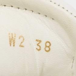 Pre Owned Valentino White Leather Rockstud Lace Up Sneakers Size 38