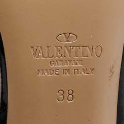 Pre Owned Valentino Black Patent Leather Rockstud Ankle Strap Pumps Size 38