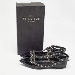 Valentino Black Patent and Leather Rockstud Ballet Flats Size 36.5