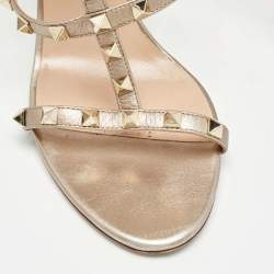 Valentino Metallic Leather Rockstud Ankle Strap Sandals Size 40.5