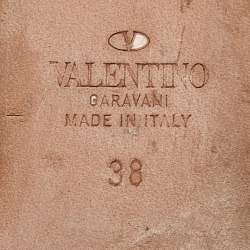 Pre Owned Valentino Black Polka Dot Mesh Rockstud Ballet Flats Size 38