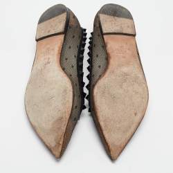 Pre Owned Valentino Black Polka Dot Mesh Rockstud Ballet Flats Size 38