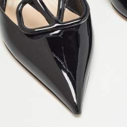Pre Owned Valentino Black Patent Leather Escape V logo Sandals Size 40