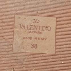 Pre Owned Valentino Green Leather Rockstud Flat Slides Size 38