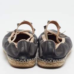 Pre Owned Valentino Black Leather Rockstud Ballet Flats Size 38