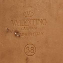 Pre Owned Valentino Black Leather Rockstud Ballet Flats Size 38