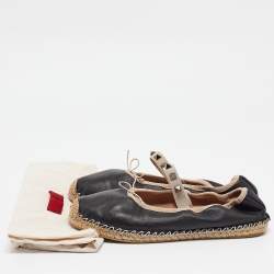 Pre Owned Valentino Black Leather Rockstud Ballet Flats Size 38