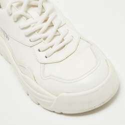 Pre Owned Valentino White Leather Bounce Lace Up Sneakers Size 38