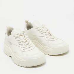 Pre Owned Valentino White Leather Bounce Lace Up Sneakers Size 38