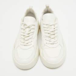 Pre Owned Valentino White Leather Bounce Lace Up Sneakers Size 38