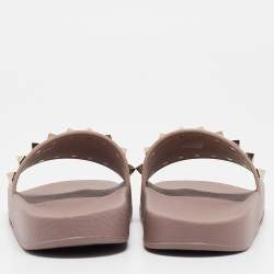 Valentino Pink Rubber Rockstud Slide Flats Size 35