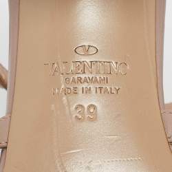 Pre Owned Valentino Dusty Pink Leather Rockstud Slide Sandals Size 39