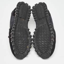 Pre Owned Valentino Black Suede and Camouflage Fabric Rockstud Low Top Sneakers Size 40