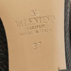 Pre Owned Valentino Black Leather Rockstud Ankle Strap Pumps Size 37