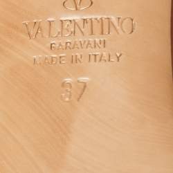 Pre Owned Valentino Orange Patent  Escape V logo Pumps Size 37