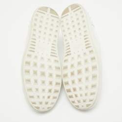 Pre Owned Valentino White Leather Rockstud  Low Top Sneakers 39