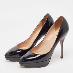 Valentino Black Patent Leather Platform Pumps Size 41