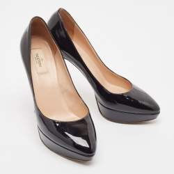 Valentino Black Patent Leather Platform Pumps Size 41