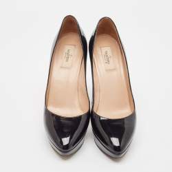 Valentino Black Patent Leather Platform Pumps Size 41