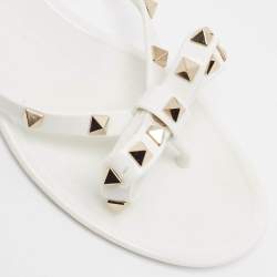 Pre Owned Valentino White Jelly Rockstud Thong Sandals Size 39
