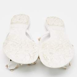 Pre Owned Valentino White Jelly Rockstud Thong Sandals Size 39