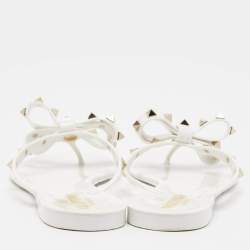 Pre Owned Valentino White Jelly Rockstud Thong Sandals Size 39