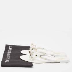 Pre Owned Valentino White Jelly Rockstud Thong Sandals Size 39