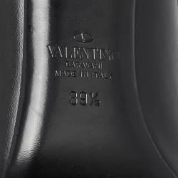 Pre Owned Valentino Black Leather VLTN Pumps Size 39.5