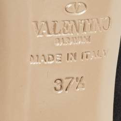 Pre Owned Valentino Black Satin Peep Toe Bow Pumps Size 37.5