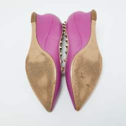 Pre Owned Valentino Pink Leather Rockstud Wedge Pumps Size 39.5