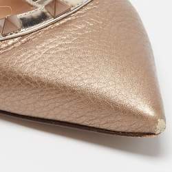 Pre Owned Valentino Metallic Bronze Leather Rockstud Mules Size 37