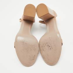 Pre Owned Valentino Beige Leather Ankle Strap Sandals Size 40.5