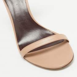 Pre Owned Valentino Beige Leather Ankle Strap Sandals Size 40.5