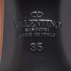 Pre Owned Valentino Brown Twisted Leather Slide Sandals Size 35