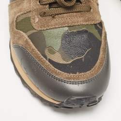 Valentino Multicolor Camouflage Print Canvas and Leather Rockrunner Sneakers Size 37