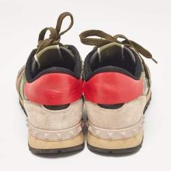 Valentino Multicolor Camouflage Print Canvas and Leather Rockrunner Sneakers Size 37