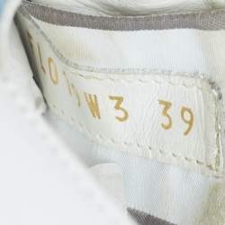 Pre Owned Valentino Blue/White Denim and Leather Star Studded Sneakers Size 39