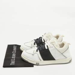 Valentino White/Black Leather Rockstud Low Top Sneakers Size 42