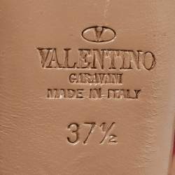 Pre Owned Valentino Red Patent Leather Rockstud Ankle Strap Pumps Size 37.5