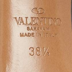 Pre Owned Valentino Black Laser Cut Leather Vlogo Slingback Pumps Size 38.5