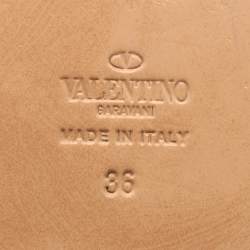 Pre Owned Valentino Metallic Rose Gold Leather Soul Rockstud Mules Size 36