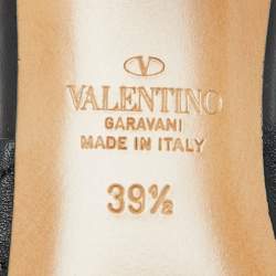 Pre Owned Valentino Black Leather Roman Stud Slide Sandals 39.5