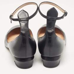 Pre Owned Valentino Black Leather Tango Ballet Flats Size 38