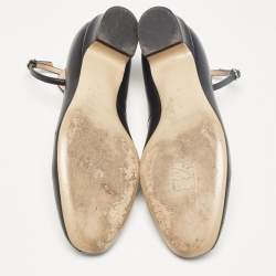 Pre Owned Valentino Black Leather Tango Ballet Flats Size 38