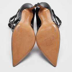 Valentino Black/Dusty Pink Leather and Patent Love Latch Pumps Size 40.5